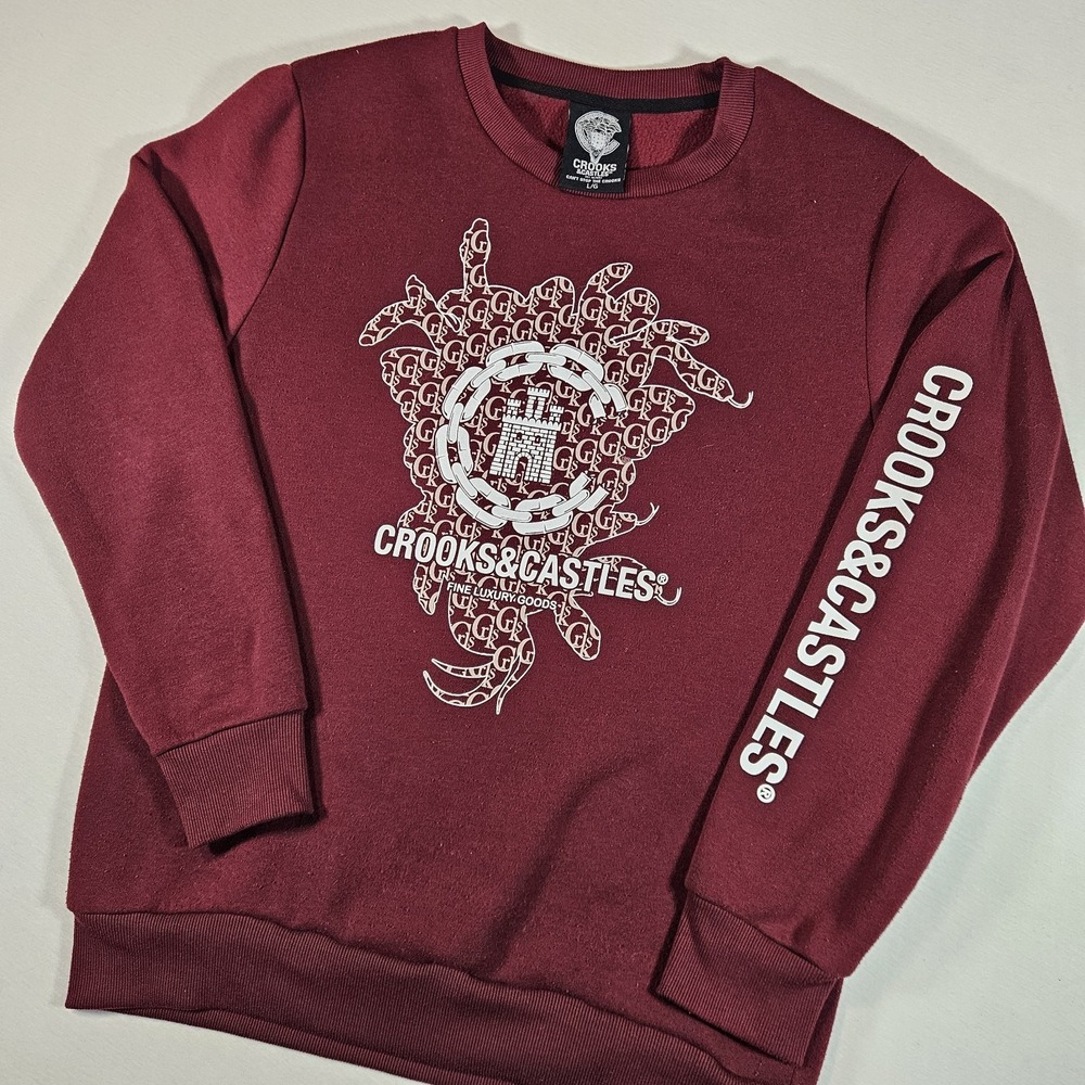 Crooks And Castles Sweatshirt Crewneck Size Large Deep Red‎